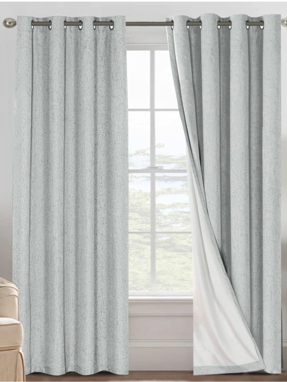 New in bag Light-Filtering Grommet Curtain 2 Panel in Glacier Gray 42x63